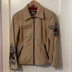 Harley Davidson vintage tan leather jacket